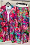 Asmin kemerli ikili kimono takım Pembe