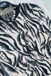 siyah zebra desen şifon püskürlü astarlı elbise Siyah